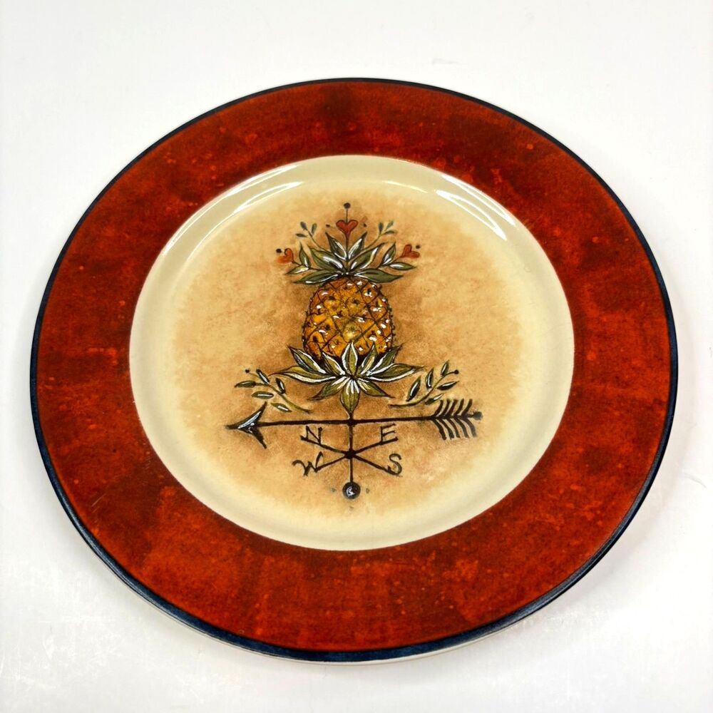 Susan Winget Heritage JCPenney Home Pineapple Weathervane Salad Plate 8" FolkArt